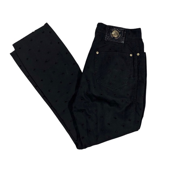 VINTAGE VERSACE JEANS COUTURE BLACK HOLES PANTS - Picture 2 of 4